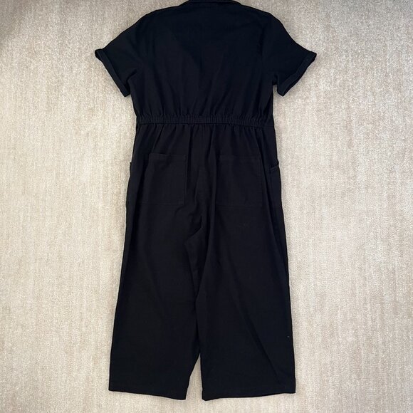 Lucy & Yak Ragan Black Cotton Wide Leg Short Sleeve Crop Jumpsuit 18 - Picture 4 of 11